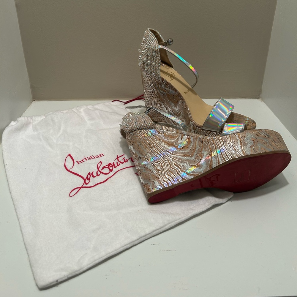 Christian Louboutin Bellamonica Cork Wedge Sandals